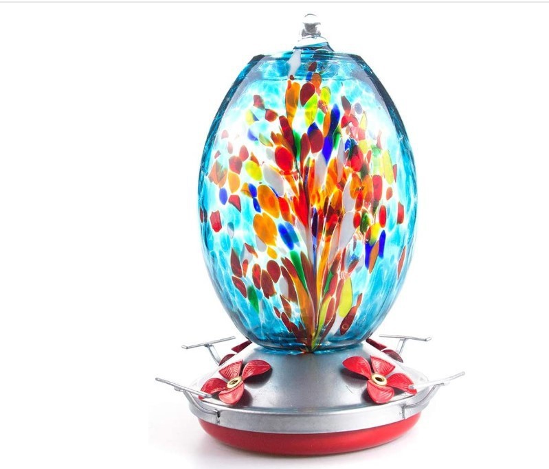 Sparkly Stained-Glass Hummingbird Feeder – Ant-Free Bliss