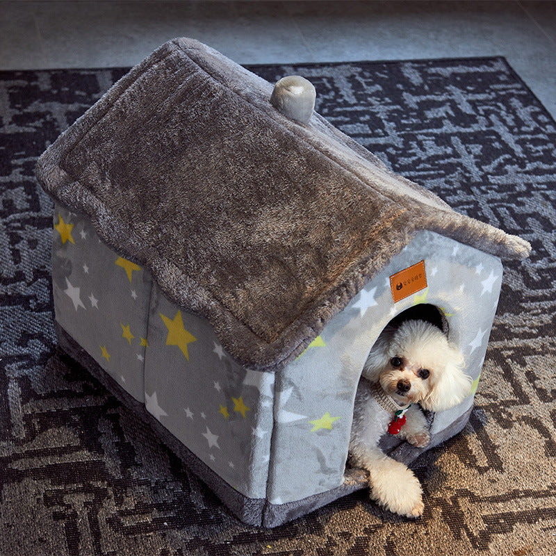 Cozy Foldable Winter Pet House for Dogs & Cats
