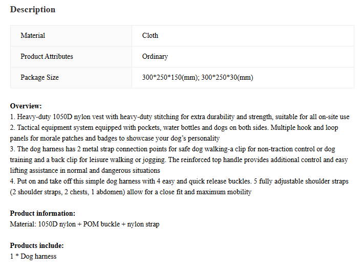 Tough Tactical Harness for Playful Pups