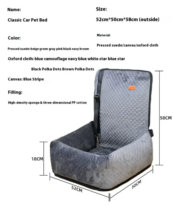 Cozy Car Seat Bed for Happy Pet Adventures